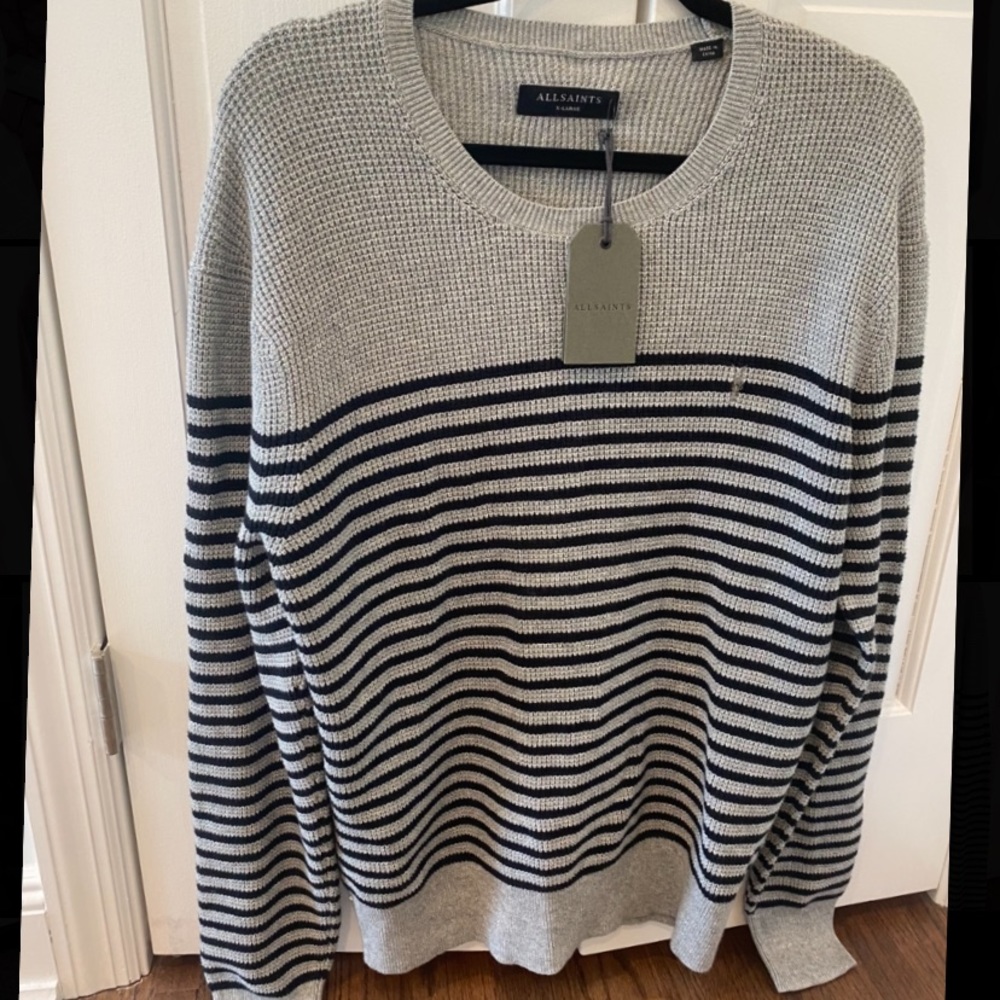 ALL SAINTS - Trias breton crew grey marl sweater